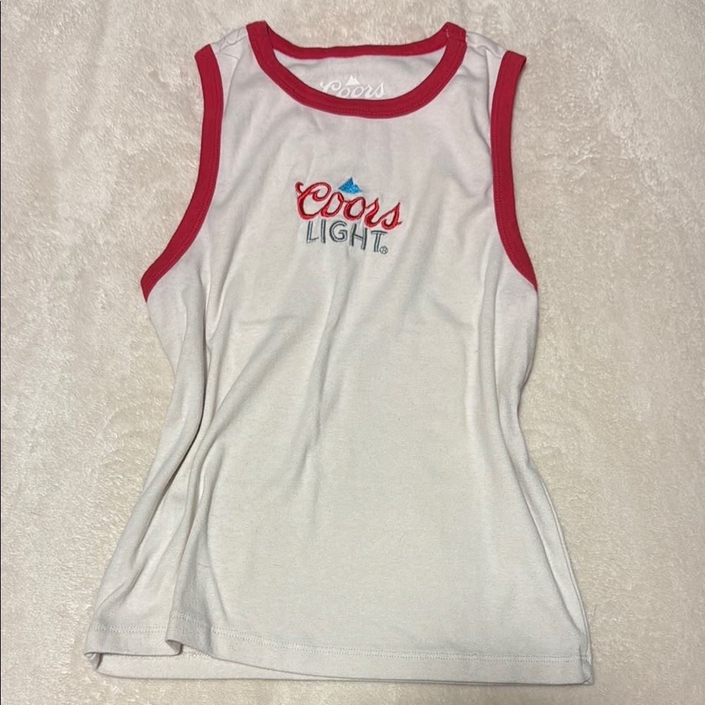 Coors Light Tank Top - White with Red Trim